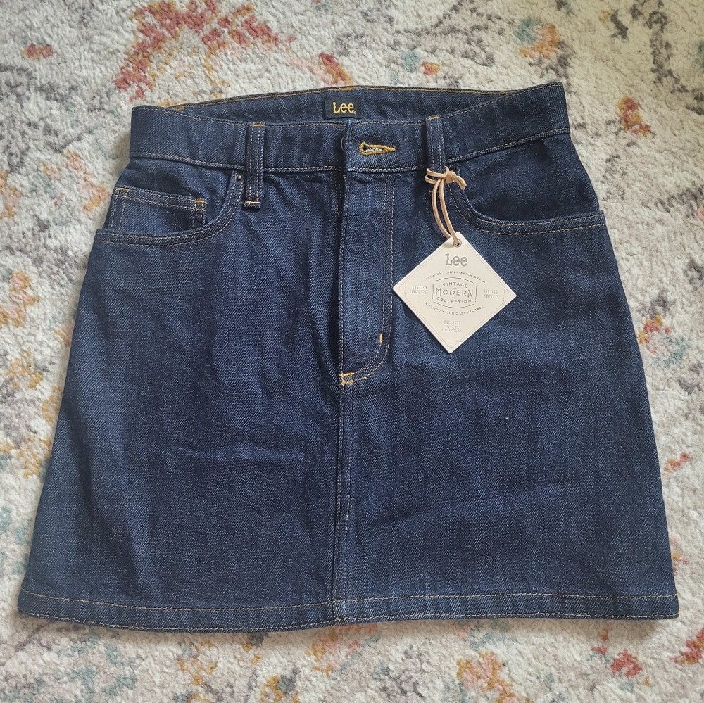 NWT Lee Blue Classic Denim Jean Mini Skirt